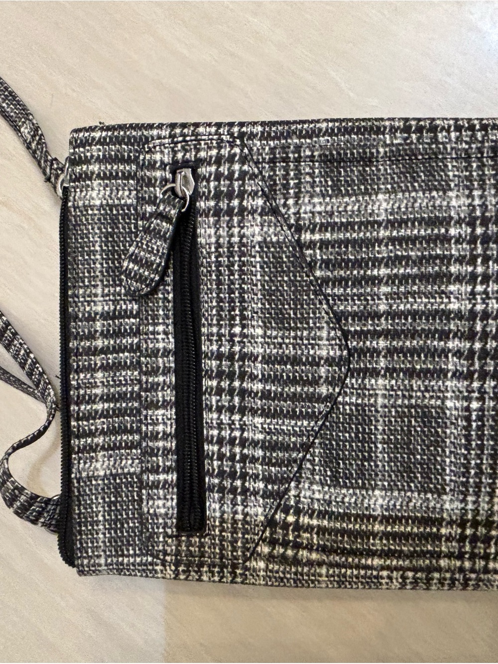Checked Black & White Plaid Crossbody Bag for Women